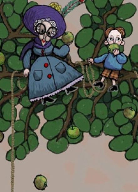 Бабушка на яблоне