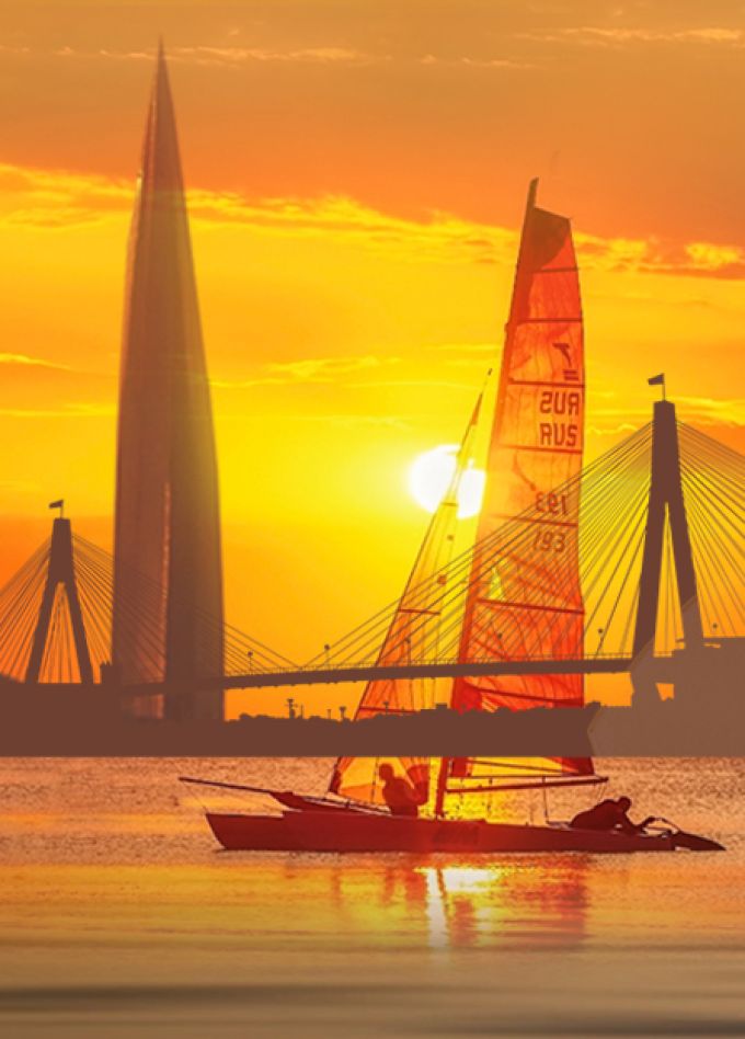 Закат в заливе на Большом Петербургском кольце