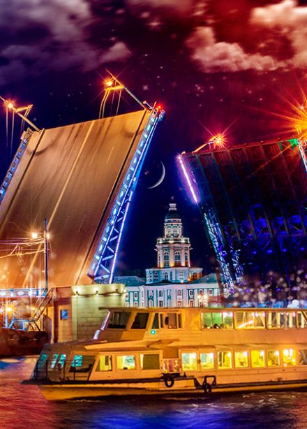 Бoльшая прогулка «Мегаполис и разводные мосты» с ночным выходом в Финский залив, авторской экскурсией и живой музыкой