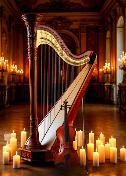 Дуэт арфы и скрипки при свечах